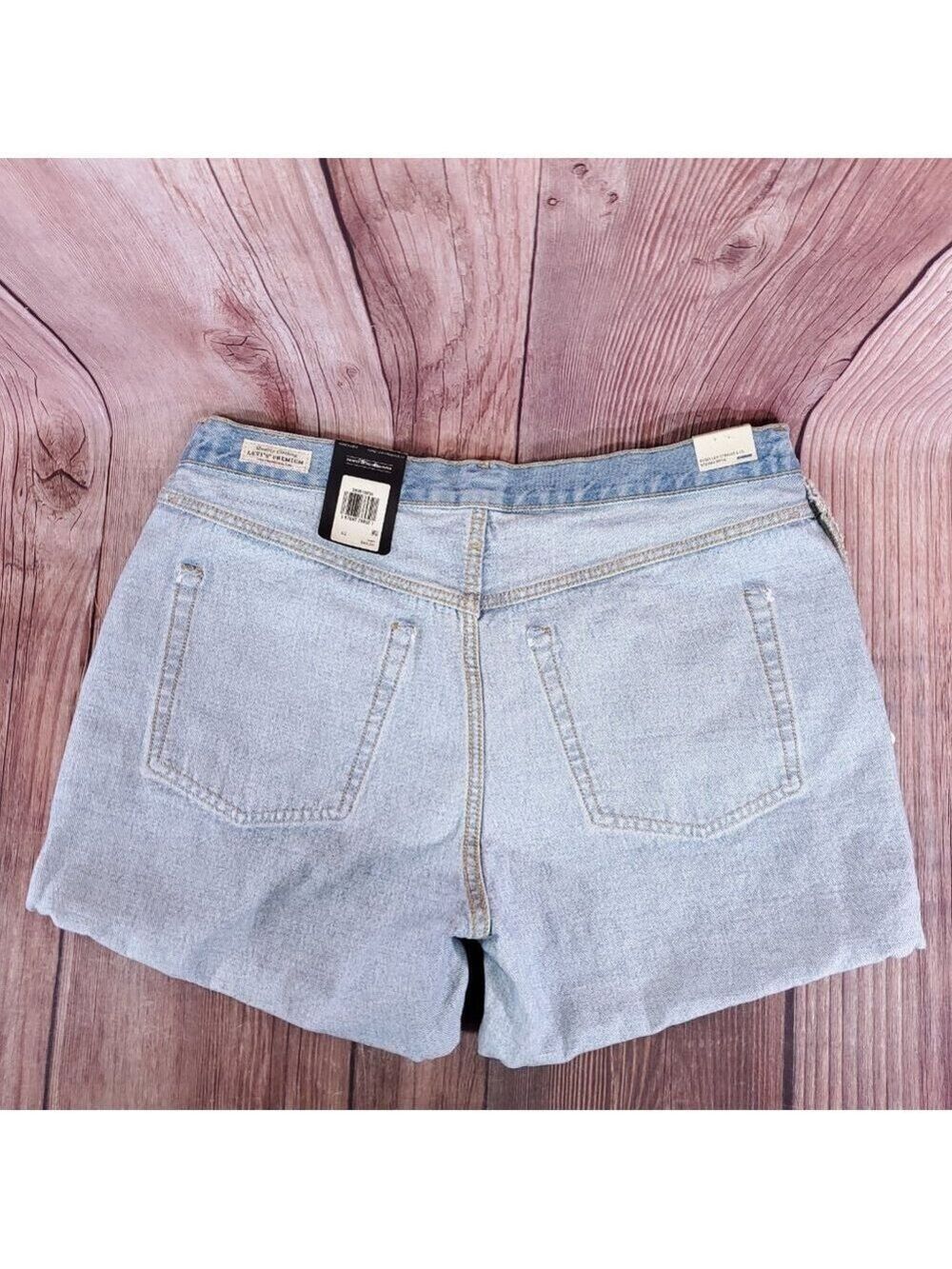 NWT Levis Womens Size 32 501 Rolled Shorts Mid Rise Button Fly Big E Denim Blue - Picture 4 of 16